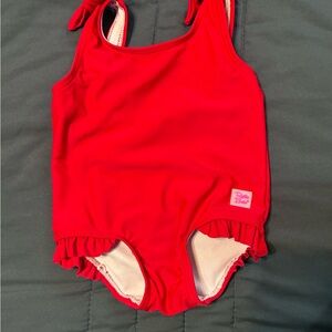 Ruffle Butts Bright Red Ruffle-Trim One-Piece Swimsuit